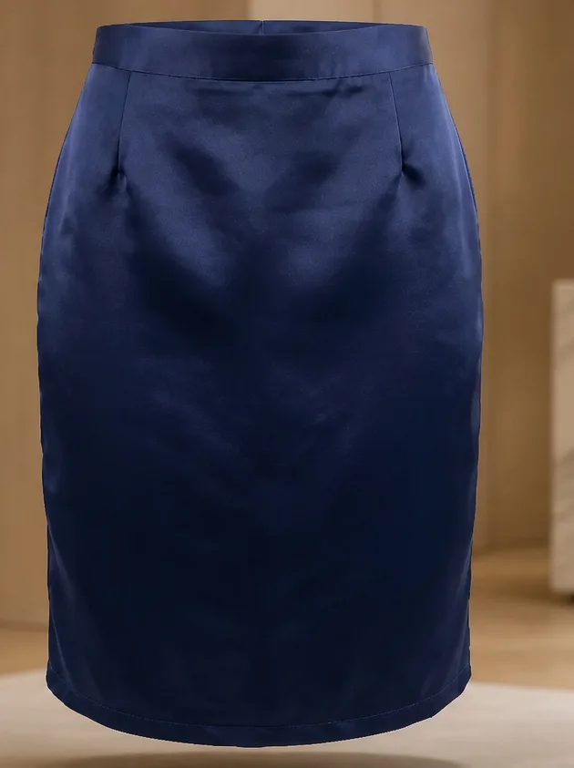 Navy womans skirt, short length, laid flat